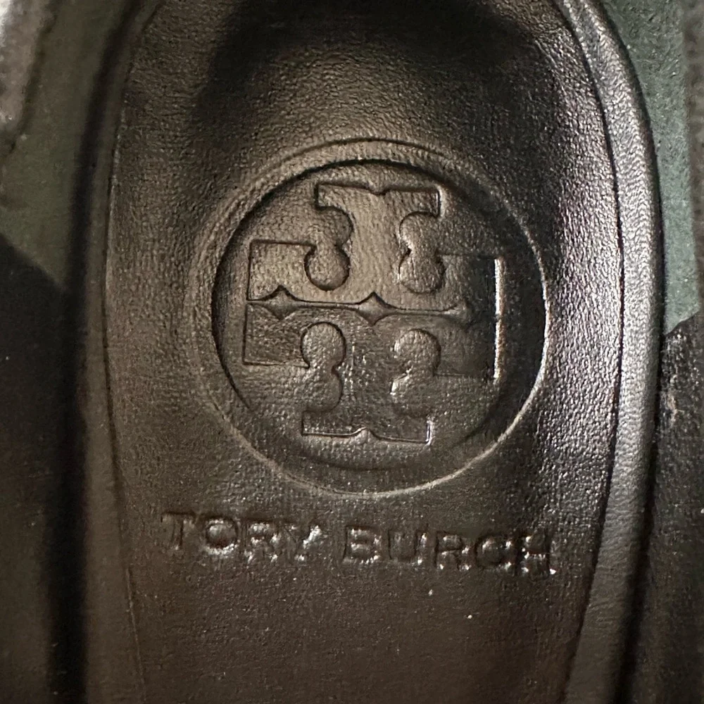 NWOT! Tory Burch Black/Beige Monogram Peep-Toe Pumps!!